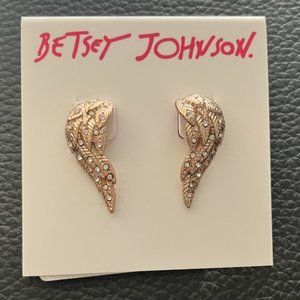 Betsey Johnson Angel Wing Earrings With Crystals - NWT